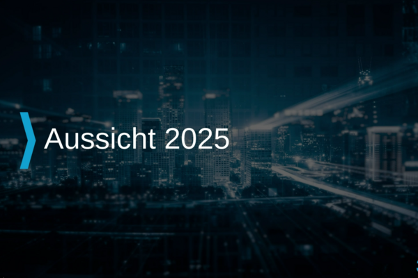 Präsentationsfolie mit Aufschrift: Aussicht 2025