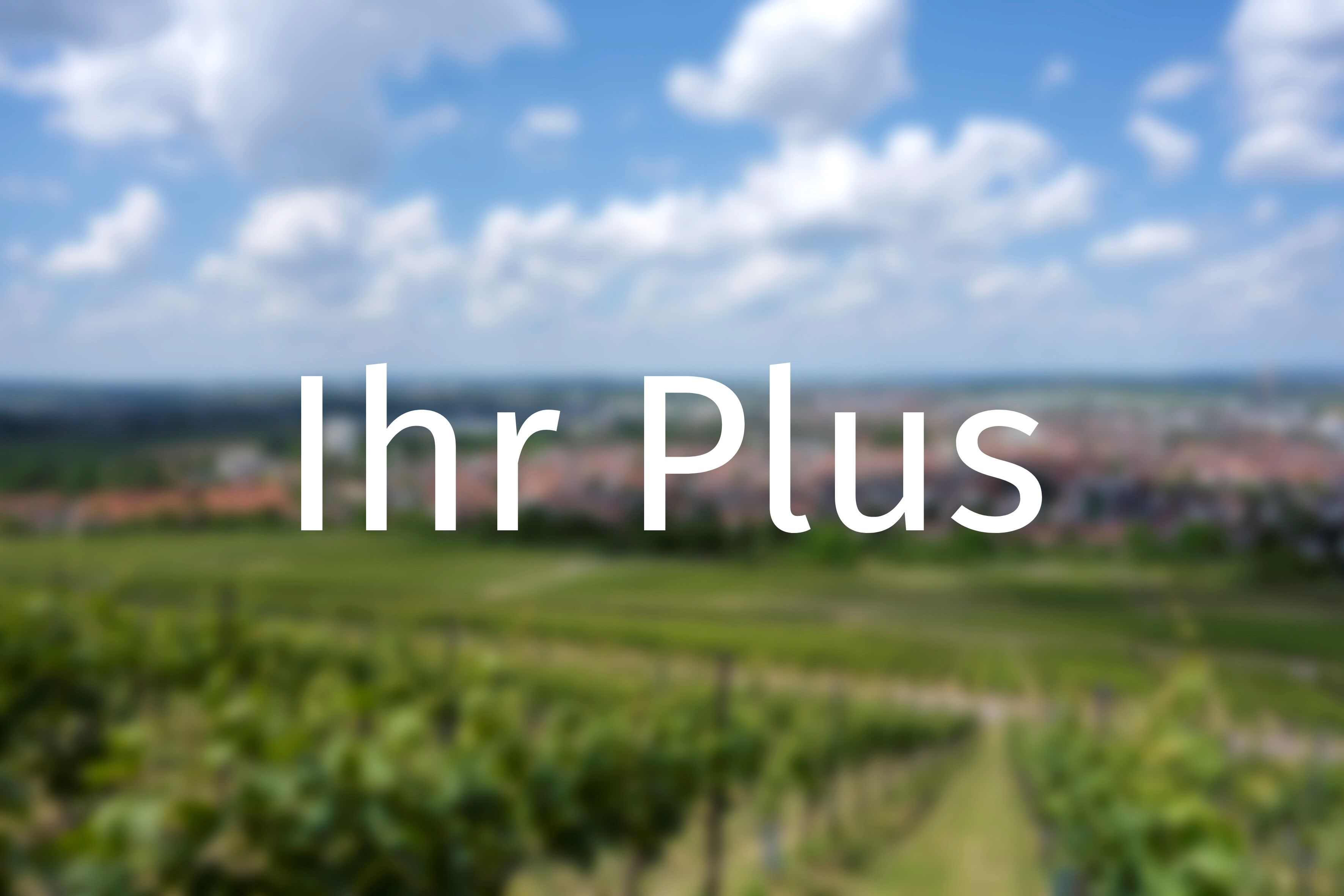Verschwommener Hintergrund, Ausblick auf Fellbach mit Schriftzug Ihr Plus.